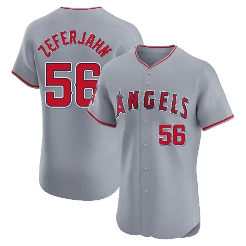 Men's Los Angeles Angels ＃56 Ryan Zeferjahn Gray Elite Road Jersey