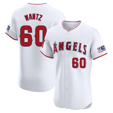 Men's Los Angeles Angels ＃60 Andrew Wantz White Elite Home Patch Jersey