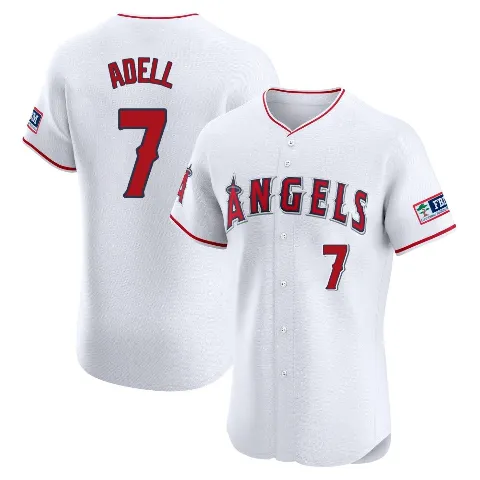 Men's Los Angeles Angels ＃7 Jo Adell White Elite Home Patch Jersey