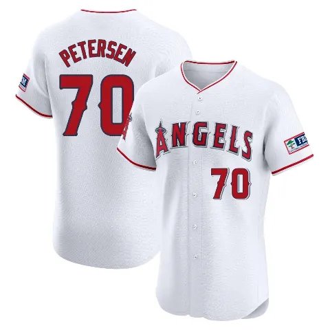 Men's Los Angeles Angels ＃70 Michael Petersen White Elite Home Patch Jersey