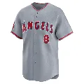 Men's Los Angeles Angels ＃8 Mike Moustakas Gray Limited Away Jersey
