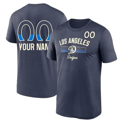 Men's Los Angeles Dodgers ＃00 Custom T-Shirt Navy Legend Custom 2024 City Connect Performance Name & Number T-Shirt