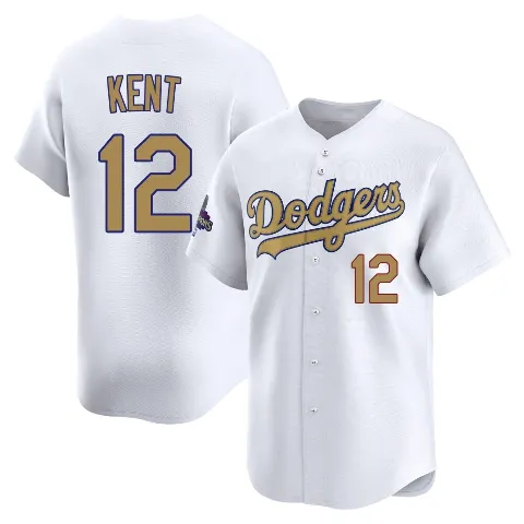 Men's Los Angeles Dodgers ＃12 Jeff Kent Gold Limited White 2025 Collection Jersey