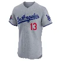Men's Los Angeles Dodgers ＃13 Max Muncy Gray Elite Road World Series Champions Jersey
