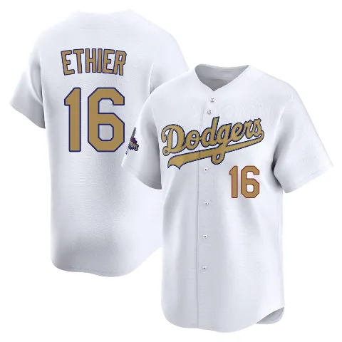 Men's Los Angeles Dodgers ＃16 Andre Ethier Gold Limited White 2025 Collection Jersey