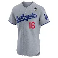 Men's Los Angeles Dodgers ＃16 Andre Ethier Gray Elite Road 2024 World Series Jersey