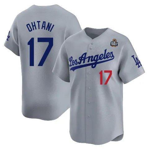Men's Los Angeles Dodgers ＃17 Shohei Ohtani Gray Limited Away 2024 World Series Jersey
