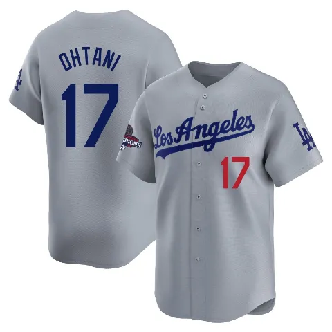 Men's Los Angeles Dodgers ＃17 Shohei Ohtani Gray Limited Away World Series Champions Jersey