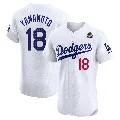 Men's Los Angeles Dodgers ＃18 Yoshinobu Yamamoto White Elite Home 2024 World Series Jersey