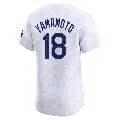 Men's Los Angeles Dodgers ＃18 Yoshinobu Yamamoto White Elite Home 2024 World Series Jersey