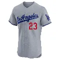Men's Los Angeles Dodgers ＃23 Kirk Gibson Gray Elite Road Jersey