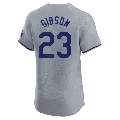 Men's Los Angeles Dodgers ＃23 Kirk Gibson Gray Elite Road Jersey