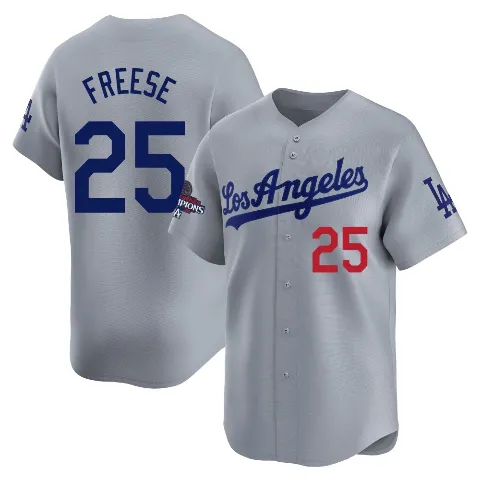 Men's Los Angeles Dodgers ＃25 David Freese Gray Limited Away World Series Champions Jersey