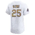 Men's Los Angeles Dodgers ＃25 Kolten Wong Gold Elite White 2025 Collection Jersey