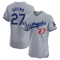 Men's Los Angeles Dodgers ＃27 Kevin Brown Gray Elite Road World Series Champions Jersey
