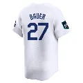 Men's Los Angeles Dodgers ＃27 Trevor Bauer White Limited 2024 World Tour Seoul Series Home Jersey