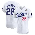 Men's Los Angeles Dodgers ＃28 Franklin Gutierrez White Elite Home 2024 World Series Jersey