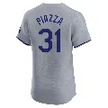 Men's Los Angeles Dodgers ＃31 Mike Piazza Gray Elite Road Jersey