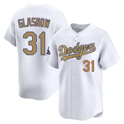 Men's Los Angeles Dodgers ＃31 Tyler Glasnow Gold Limited White 2025 Collection Jersey
