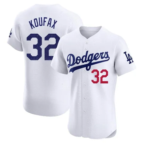 Men's Los Angeles Dodgers ＃32 Sandy Koufax White Elite Home Jersey