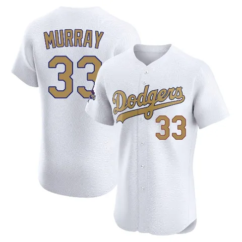 Men's Los Angeles Dodgers ＃33 Eddie Murray Gold Elite White 2025 Collection Jersey