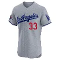 Men's Los Angeles Dodgers ＃33 Eric Davis Gray Elite Road World Series Champions Jersey