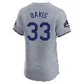 Men's Los Angeles Dodgers ＃33 Eric Davis Gray Elite Road World Series Champions Jersey