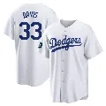 Men's Los Angeles Dodgers ＃33 Eric Davis White Replica 2024 World Tour Seoul Series Home Jersey