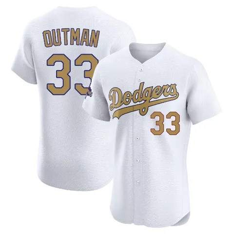 Men's Los Angeles Dodgers ＃33 James Outman Gold Elite White 2025 Collection Jersey