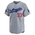 Men's Los Angeles Dodgers ＃33 James Outman Gray Limited Away World Series Champions Jersey