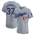 Men's Los Angeles Dodgers ＃37 Teoscar Hernandez Gray Elite Road World Series Champions Jersey
