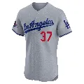 Men's Los Angeles Dodgers ＃37 Teoscar Hernandez Gray Elite Road World Series Champions Jersey