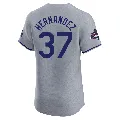 Men's Los Angeles Dodgers ＃37 Teoscar Hernandez Gray Elite Road World Series Champions Jersey