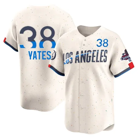 Men's Los Angeles Dodgers ＃38 Kirby Yates Cream Limited 2024 City Connect World Series Champions Jersey