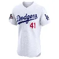 Men's Los Angeles Dodgers ＃41 Daniel Hudson White Elite Home World Series Champions Jersey