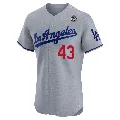 Men's Los Angeles Dodgers ＃43 Anthony Banda Gray Elite Road 2024 World Series Jersey