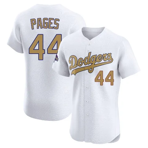 Men's Los Angeles Dodgers ＃44 Andy Pages Gold Elite White 2025 Collection Jersey