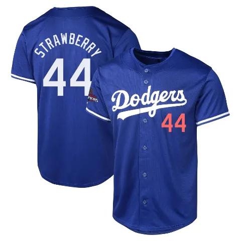 Men's Los Angeles Dodgers ＃44 Darryl Strawberry Royal Limited Alternate World Series Champions Jersey