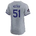 Men's Los Angeles Dodgers ＃51 Alex Vesia Gray Elite Road World Series Champions Jersey