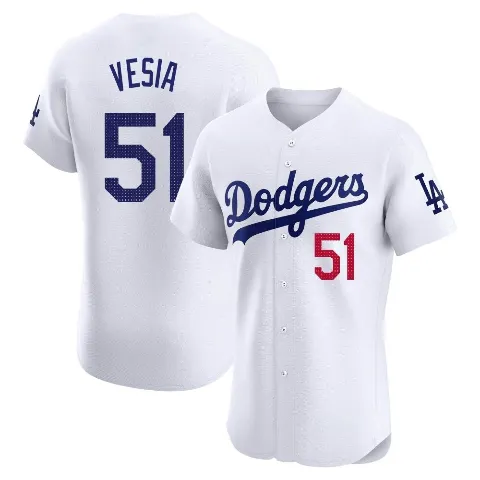 Men's Los Angeles Dodgers ＃51 Alex Vesia White Elite Home Jersey
