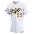 Men's Los Angeles Dodgers ＃55 Orel Hershiser Gold Elite White 2025 Collection Jersey