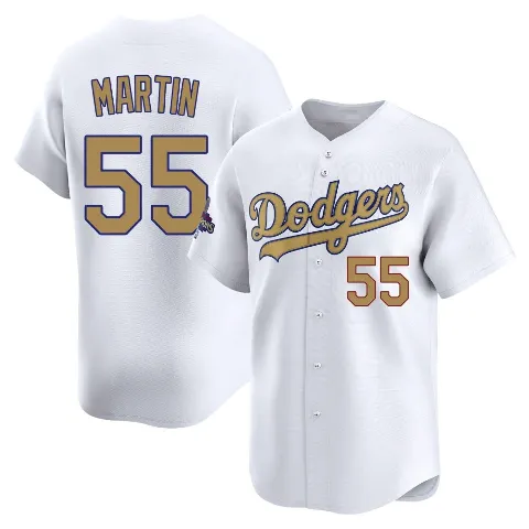 Men's Los Angeles Dodgers ＃55 Russell Martin Gold Limited White 2025 Collection Jersey