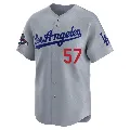 Men's Los Angeles Dodgers ＃57 Steve Howe Gray Limited Away World Series Champions Jersey