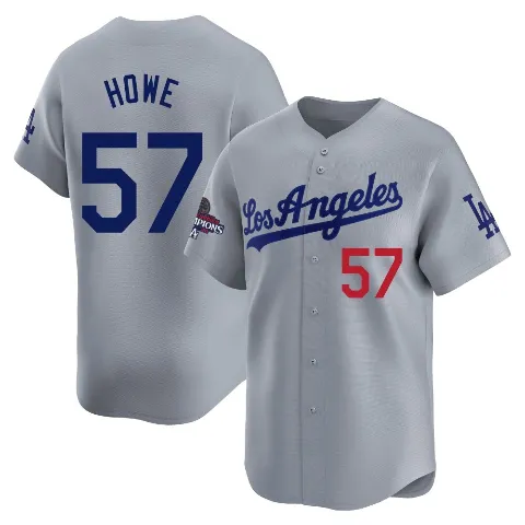 Men's Los Angeles Dodgers ＃57 Steve Howe Gray Limited Away World Series Champions Jersey