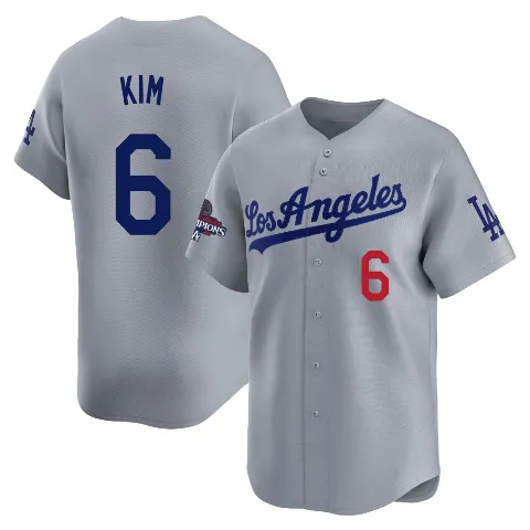 Men's Los Angeles Dodgers ＃6 Hyeseong Kim Gray Limited Away World Series Champions Jersey