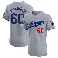 Men's Los Angeles Dodgers ＃60 Edgardo Henriquez Gray Elite Road World Series Champions Jersey