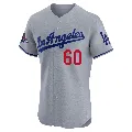 Men's Los Angeles Dodgers ＃60 Edgardo Henriquez Gray Elite Road World Series Champions Jersey
