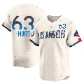 Men's Los Angeles Dodgers ＃63 Kyle Hurt Cream Limited 2024 City Connect World Series Champions Jersey