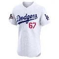 Men's Los Angeles Dodgers ＃67 Hunter Feduccia White Elite Home World Series Champions Jersey