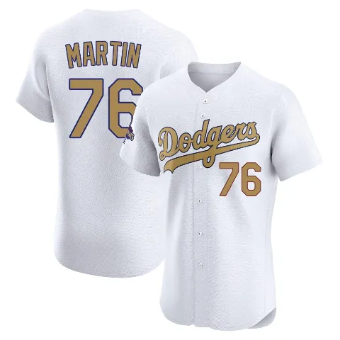 Men's Los Angeles Dodgers ＃76 J.D. Martin Gold Elite White 2025 Collection Jersey